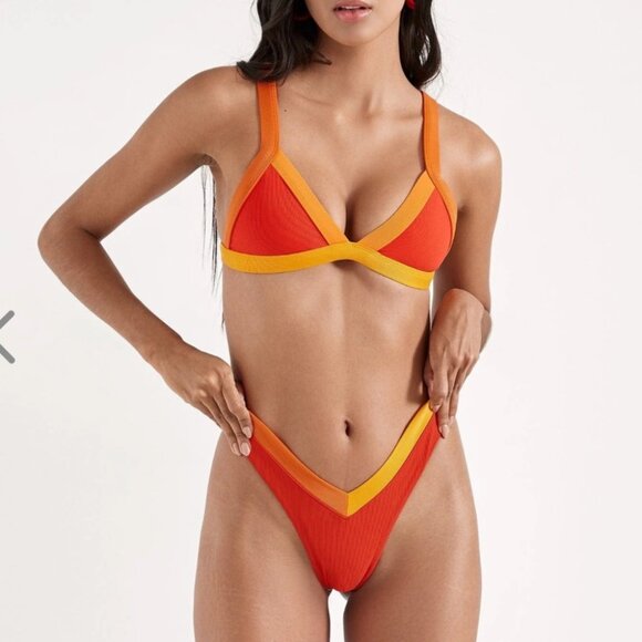 NWT OneOne Swimwear Bikini Set Cairo 2024 New Orange Red Jesse Kameron - Picture 1 of 14